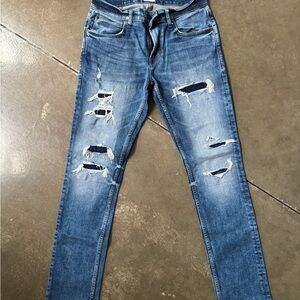 Hudson Jeans Blue Skinny Distressed Denim